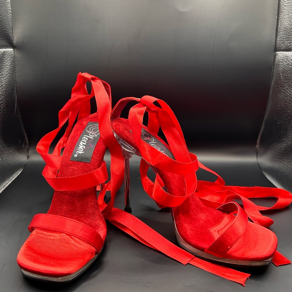 Pleaser brand, Red Ballerina 4” heels, Size 6
